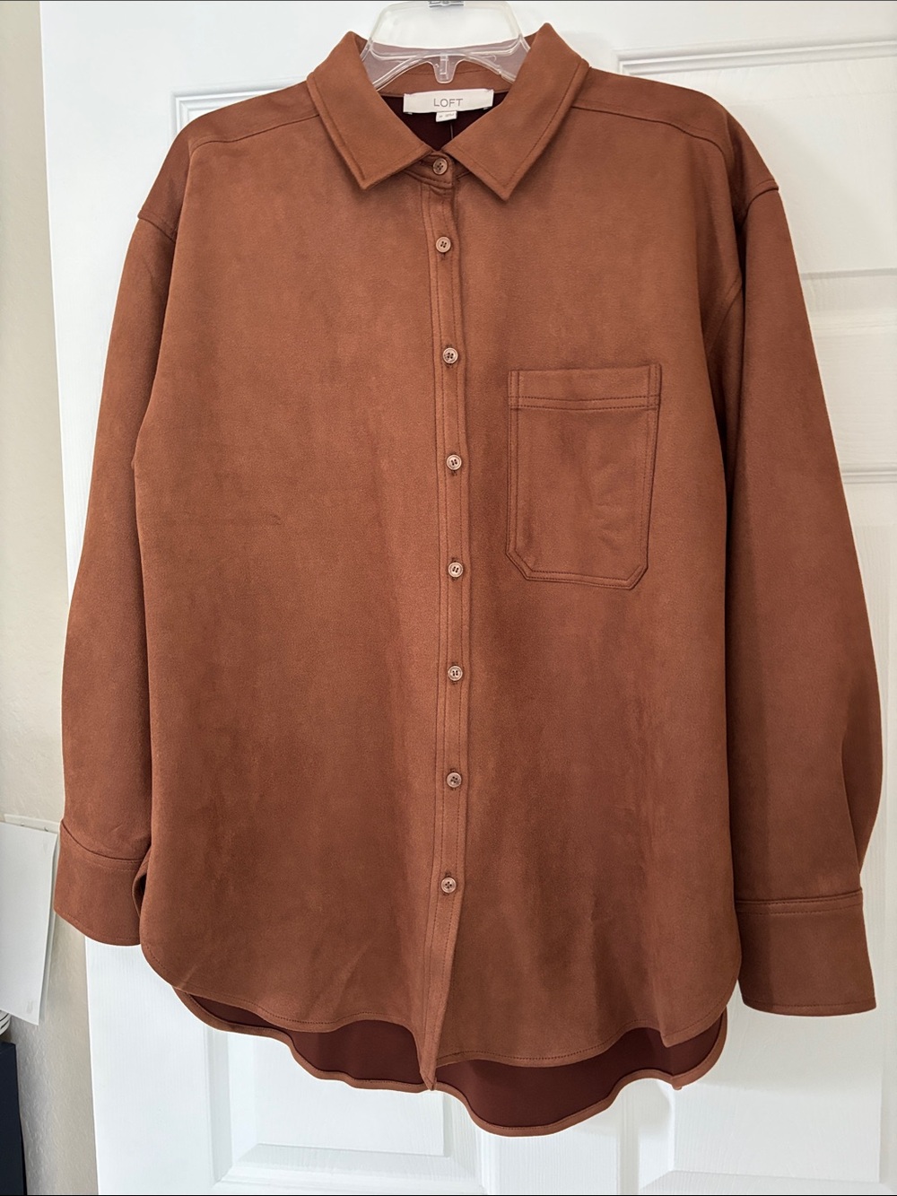 LOFT Rust Suede-Like Button Jacket